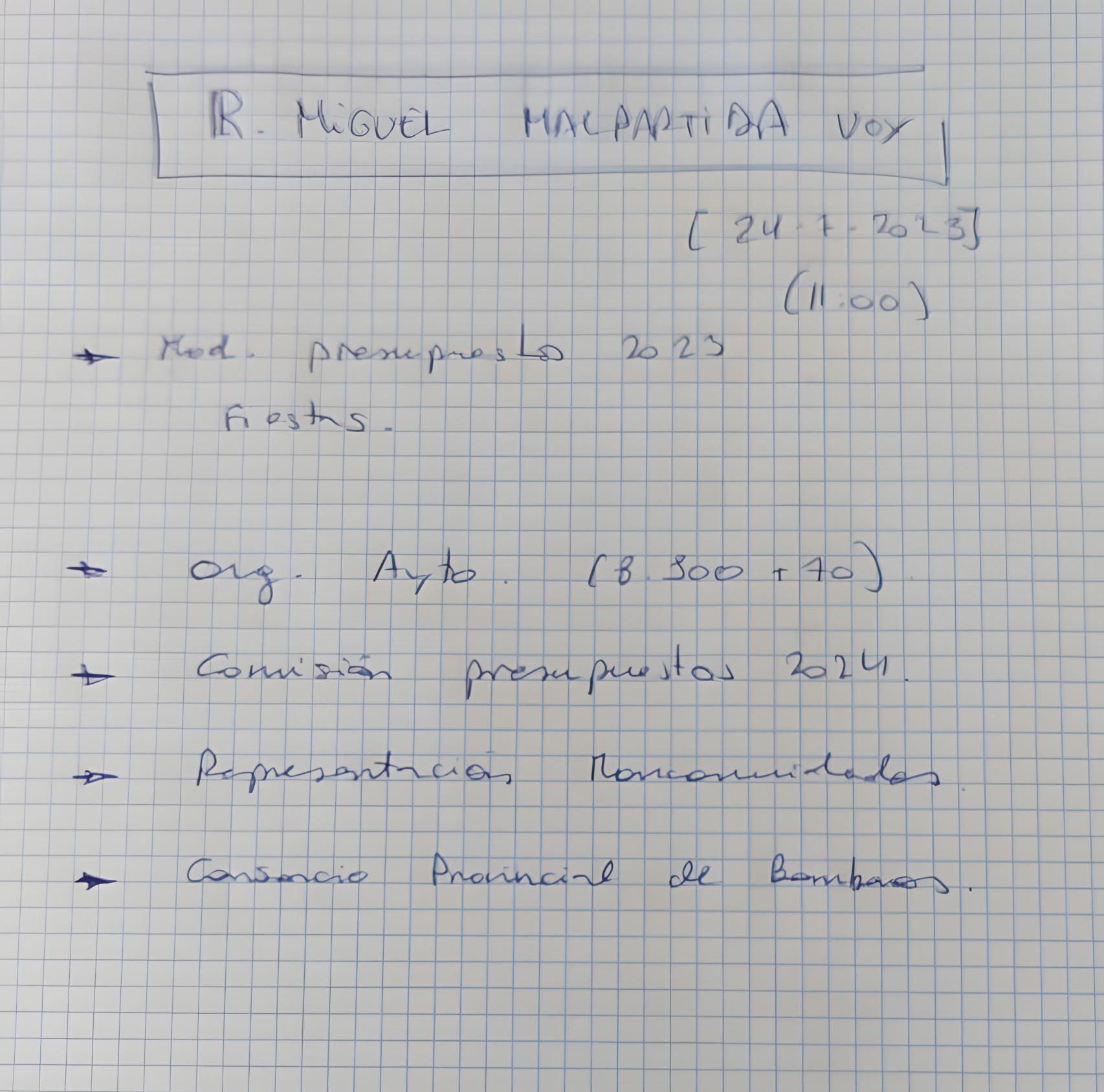 Documento presentado por Vox. Foto: Vox Guadalajara.