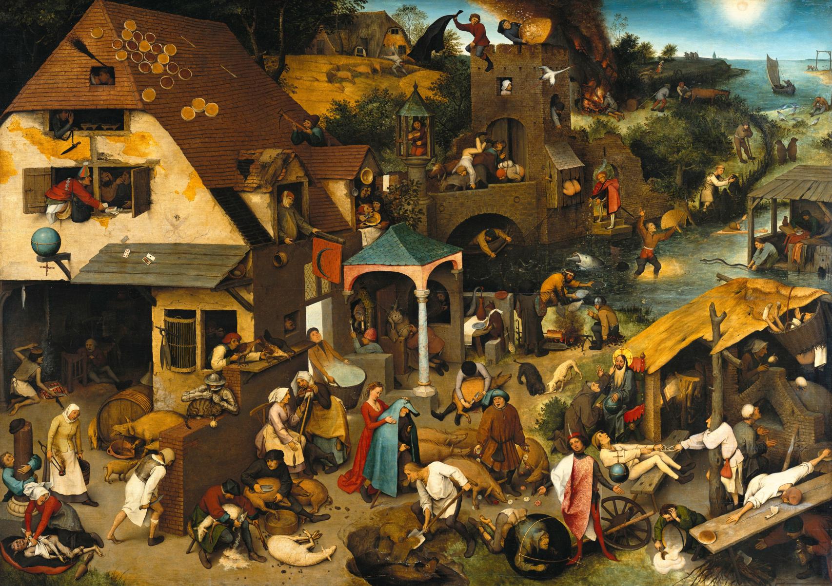 'Los proverbios flamencos', un lienzo de Peter Brueghel el Viejo.