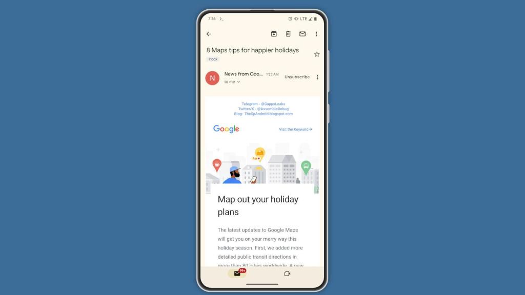 El nuevo botón para darse de baja aparece en algunos correos en la app de Gmail