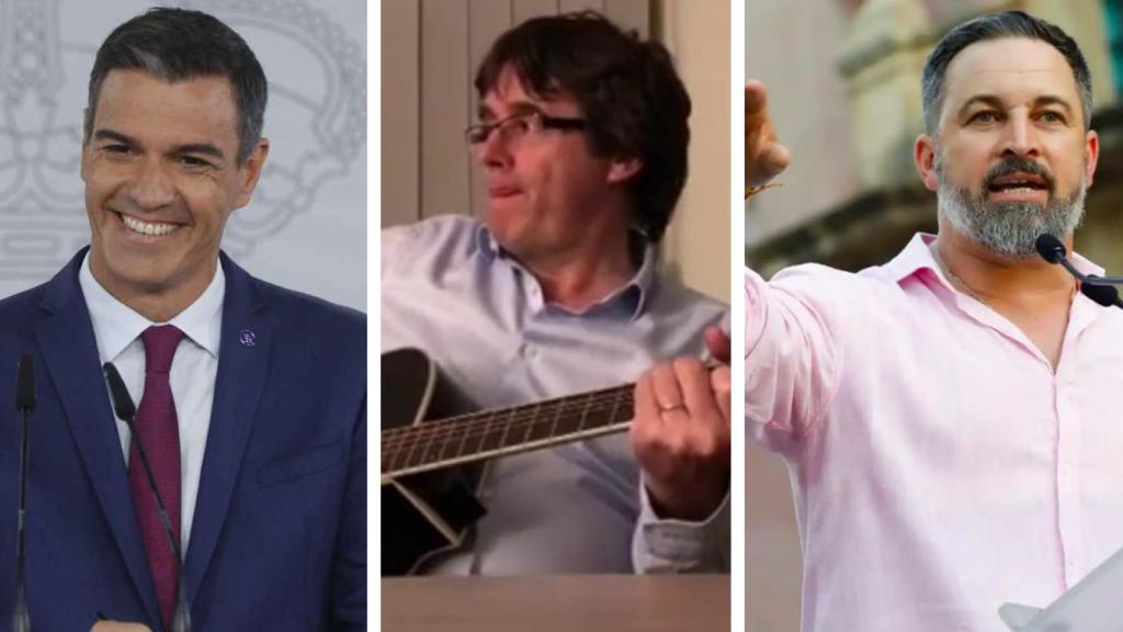 Sánchez, Puigdemont y Abascal en un fotomontaje.