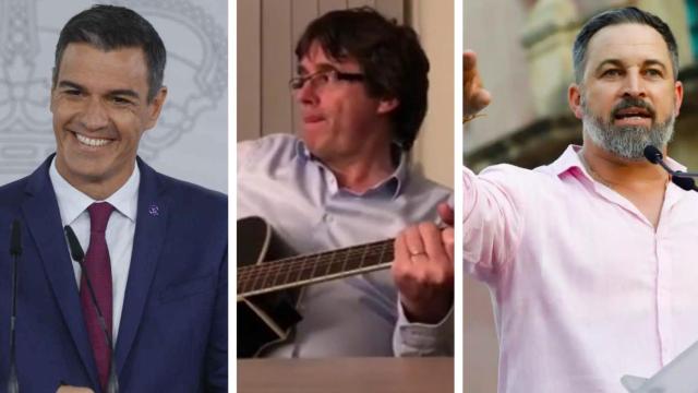 Sánchez, Puigdemont y Abascal en un fotomontaje.
