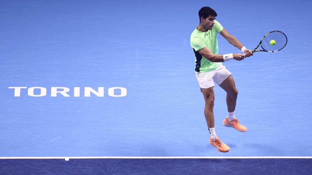 Alcaraz, durante el partido frente a Djokovic