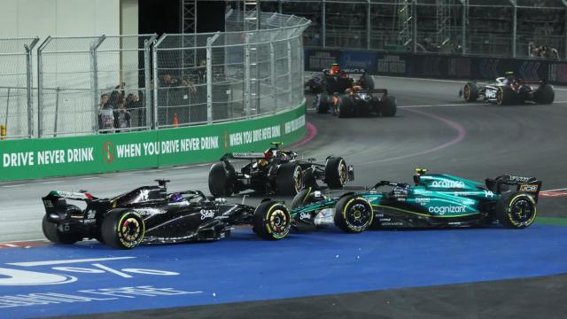 Fernando Alonso, tras su trompo en la salida del GP de Las Vegas.