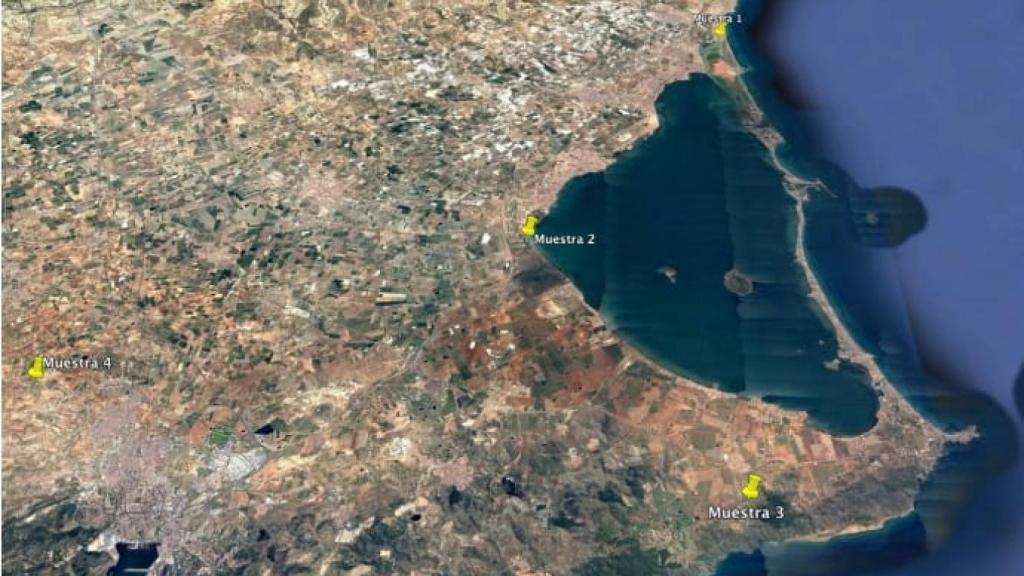 Mapa de las zonas donde se han tomado las muestras para el estudio sobre niveles tóxicos de glifosato.