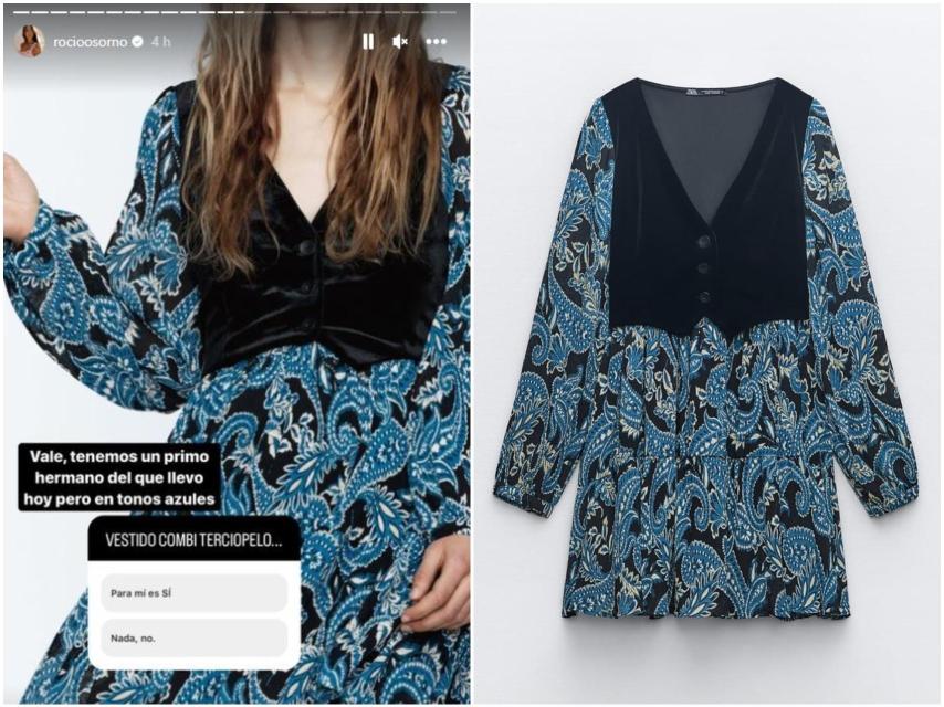 Vestido de Zara en color azul, la alternativa al vestido verde de Rocío Osorno.
