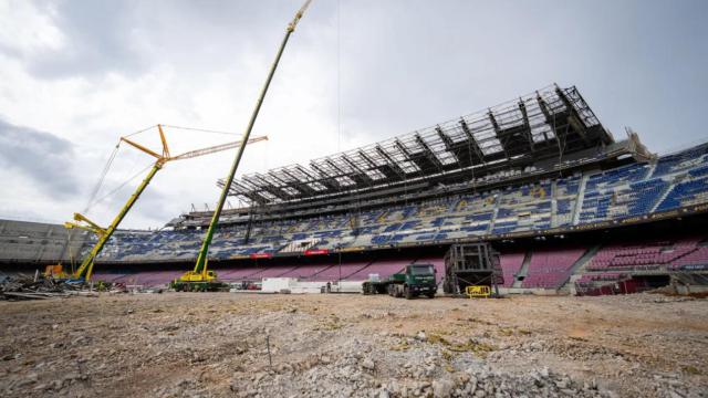 Estado actual del Camp Nou durante las obras.