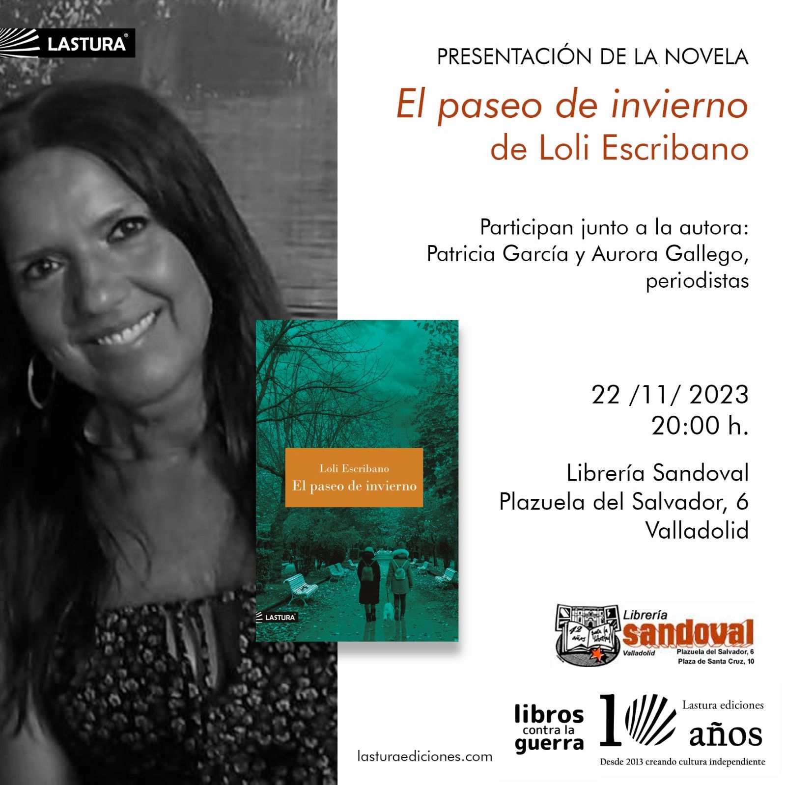 Cartel de la presentación de 'El paseo de invierno' de Loli Escribano en Valladolid