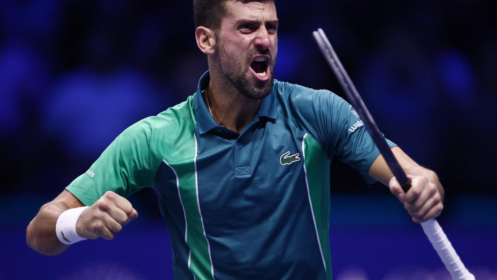 Novak Djokovic, con un gesto de rabia.