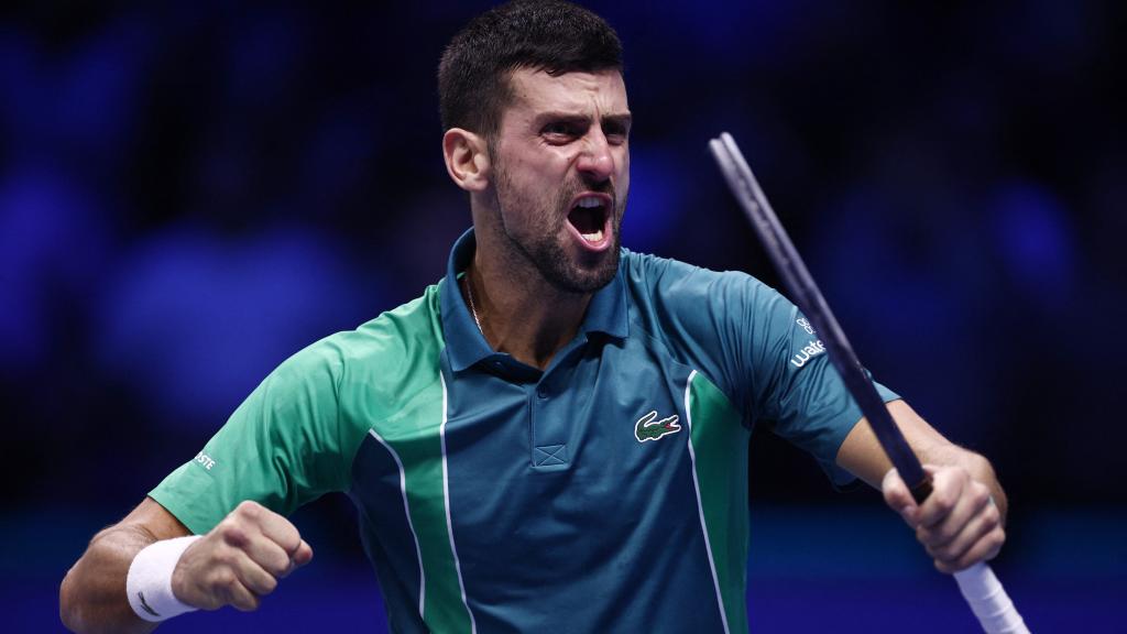 Novak Djokovic, con un gesto de rabia.