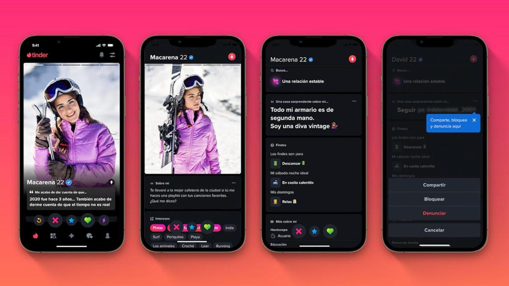 El nuevo diseño de Tinder con el modo oscuro