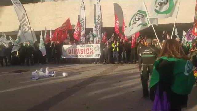 Concentración de protesta del del colectivo de agentes medioambientales