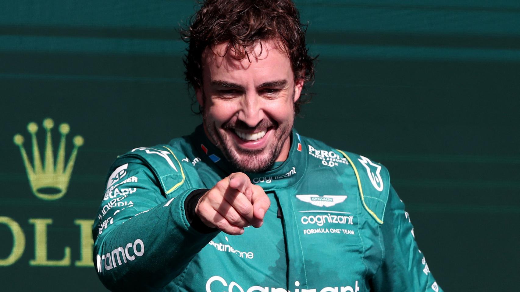 Fernando Alonso, durante el GP de Brasil tras acabar en el podio.