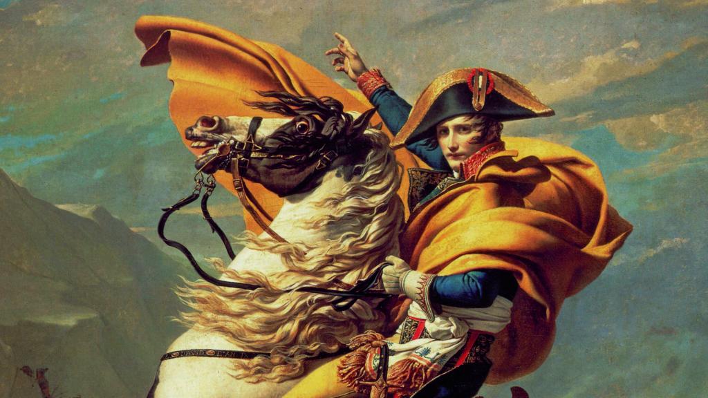 Jacques-Louis David: 'Napoleón cruzando los alpes' (detalle), 1805.