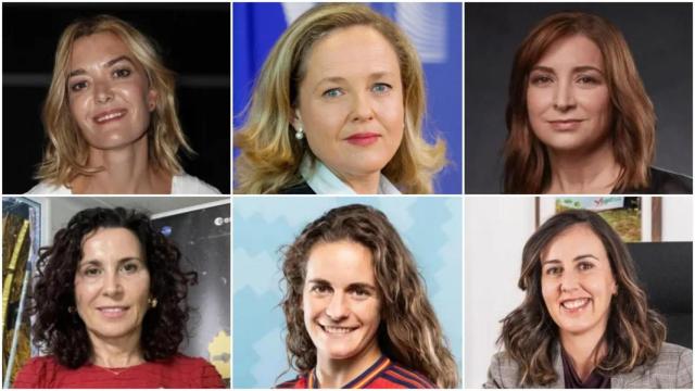 De izquierda a derecha: Marta Ortega, Nadia Calviño, Carmen Lence, Begoña Vila Costas, Teresa Abelleira y Gabriela González