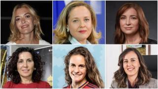 De izquierda a derecha: Marta Ortega, Nadia Calviño, Carmen Lence, Begoña Vila Costas, Teresa Abelleira y Gabriela González