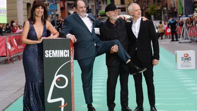 Ana Redondo en la última edición de la Seminci junto a los actores Karra Elejalde, Javier Angulo e Ivan Barnev