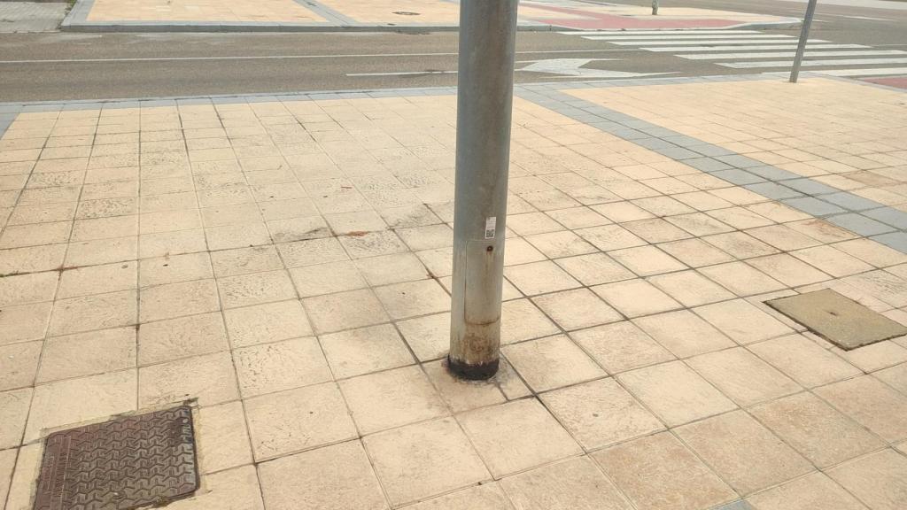 Una farola con orín de perro
