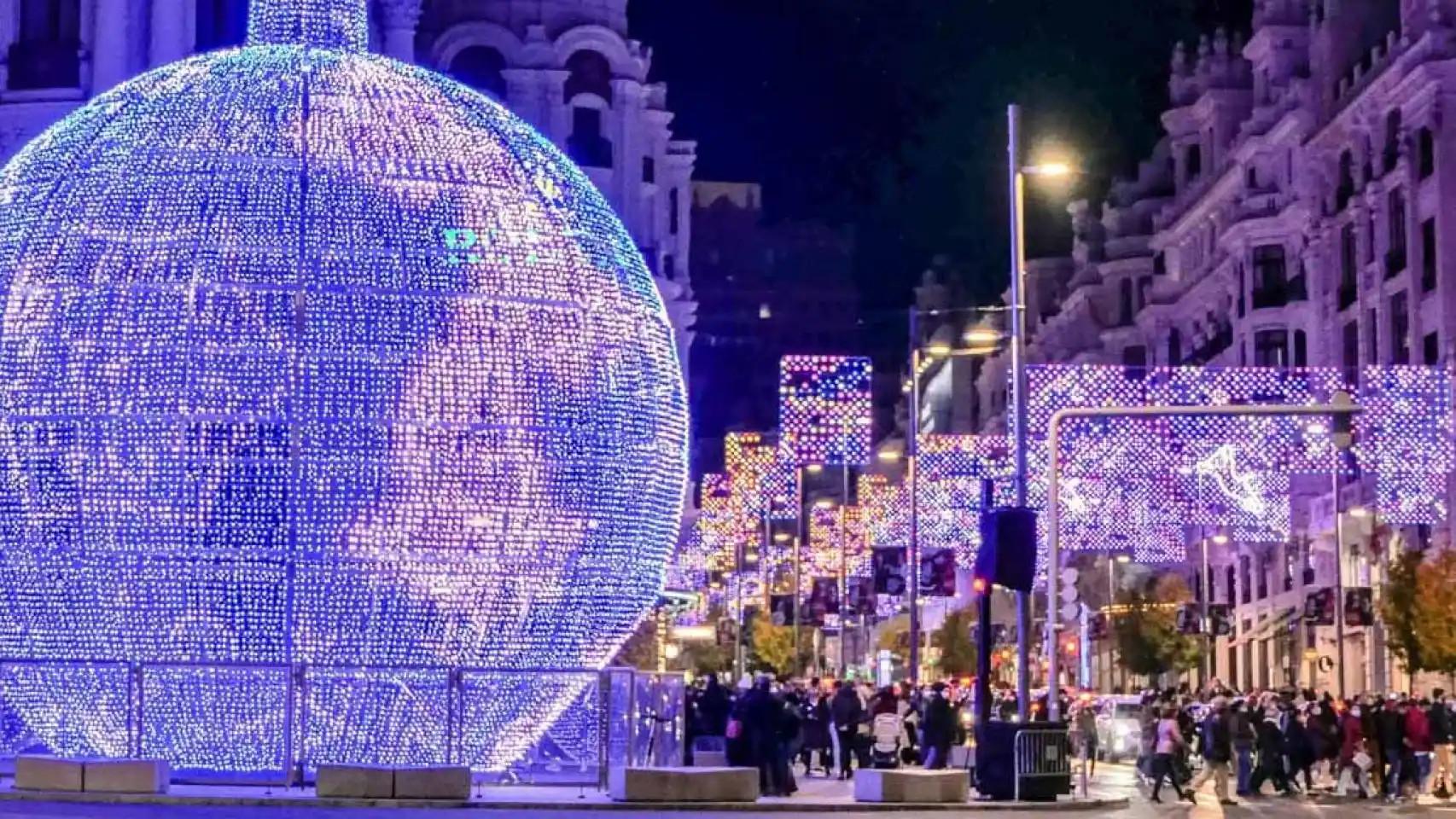 Decoración de las luces de Navidad de Gran Vía el año pasado.