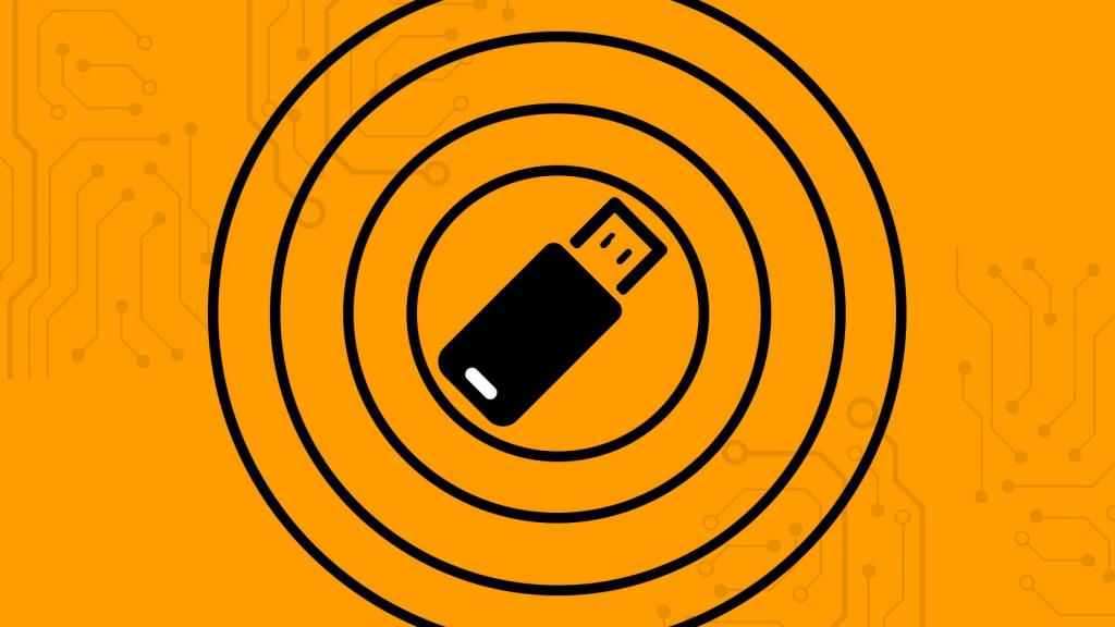 Fotomontaje con un USB de fondo.