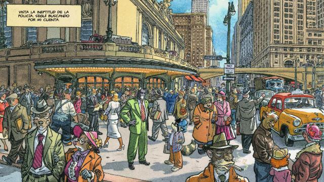 Viñeta de 'Blacksad 7. Todo cae, segunda parte', de Juan Díaz Canales y Juanjo Guarnido (Norma Editorial)