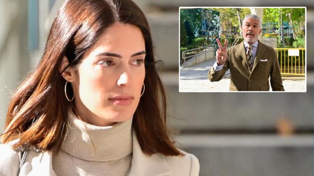 Sofía Palazuelo junto a su padre, Fernando, en un montaje de EL ESPAÑOL durante su reencuatro en los juzgados.