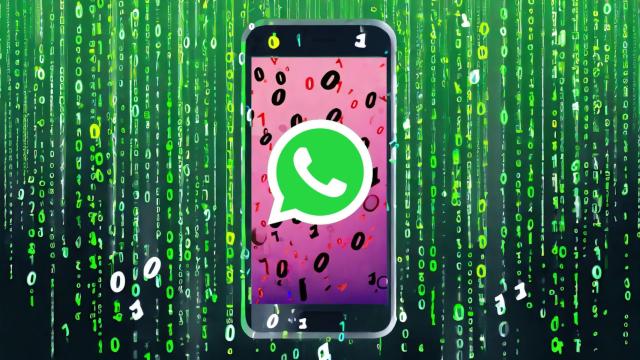 Teléfono con el logotipo de WhatsApp