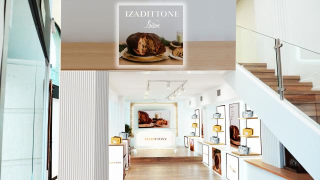 Interior de la tienda temporal Izadittone.