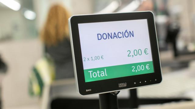 Donación en caja en Mercadona