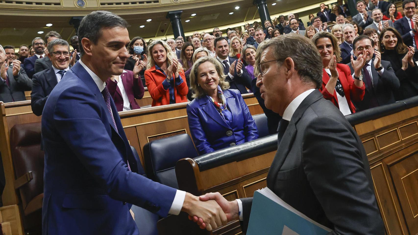 Sánchez y Feijóo, en la última sesión de investidura celebrada en el Congreso.