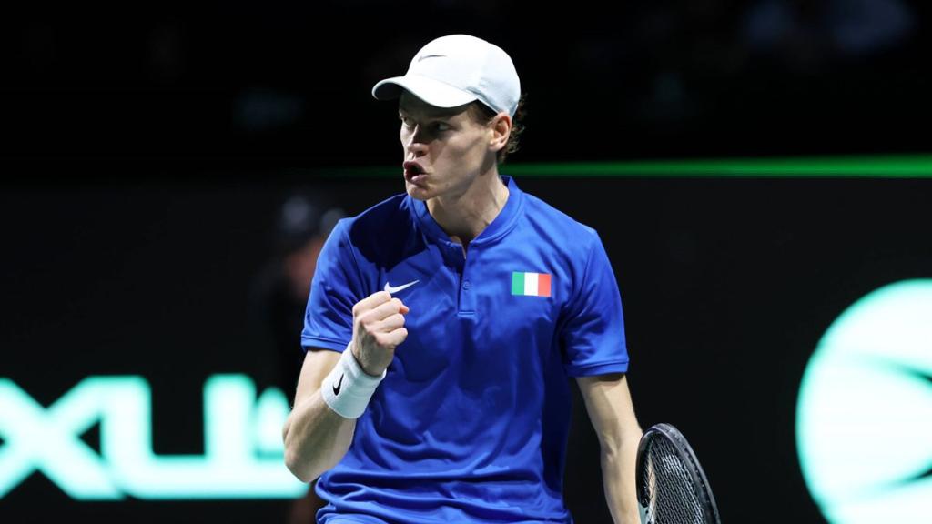 Jannik Sinner durante un partido de la Copa Davis 2023