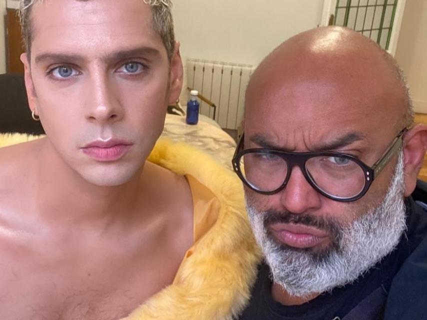 Lewis junto a Eduardo Casanova, en una publicación de las redes del maquillador.
