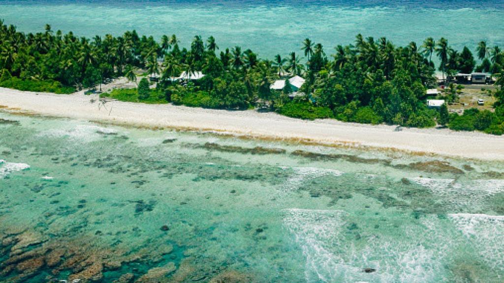 El atolón de Funafuti visto desde el aire.