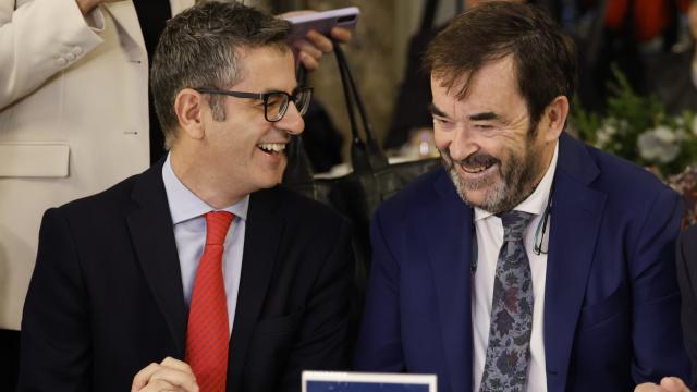 El ministro de la Presidencia, Justicia y Relaciones con las Cortes, Félix Bolaños, y el presidente del CGPJ, Vicente Guilarte, este viernes.