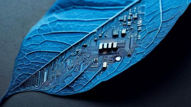 Representación creada con inteligencia artificial del nuevo material fotónico inspirado en la naturaleza.