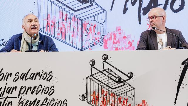Los secretarios generales de UGT y CC00, Pepe Álvarez (i), y Unai Sordo (d), en una imagen de archivo.