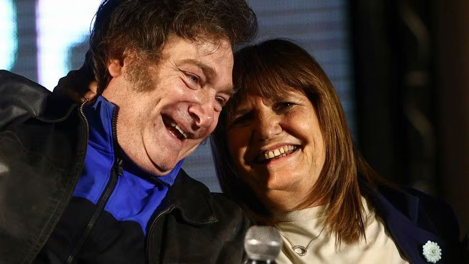 Javier Milei y Patricia Bullrich durante un acto de campaña.