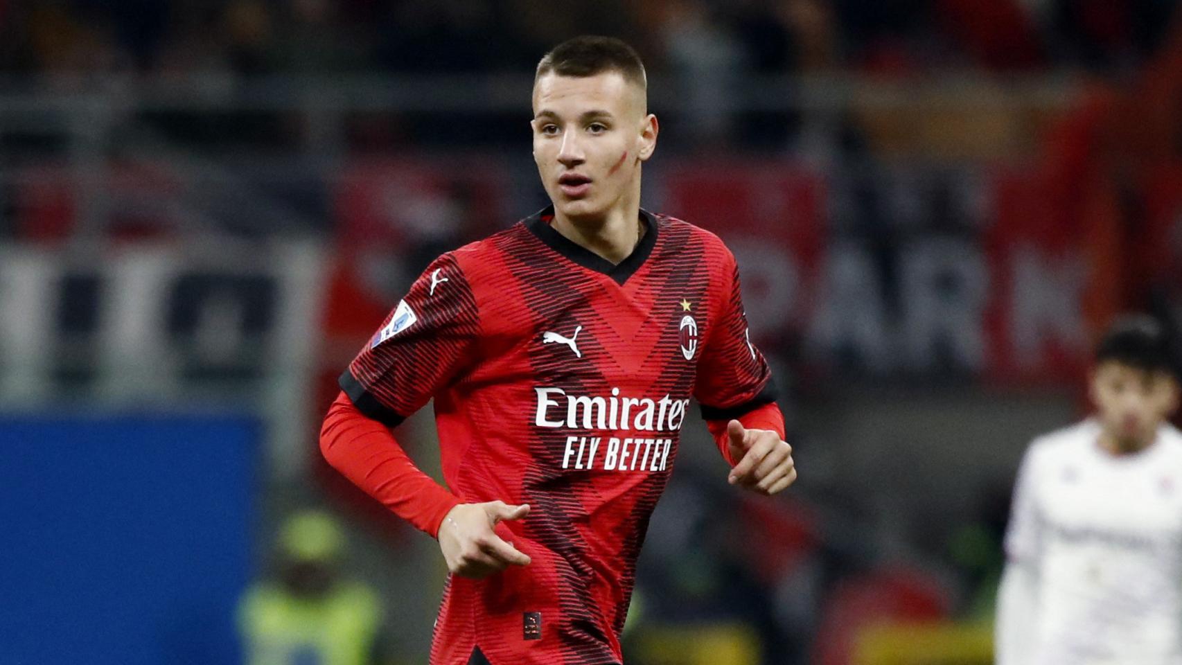 Francesco Camarda, en su debut en la Serie A con el Milan
