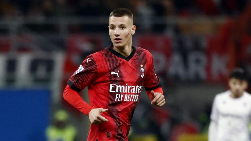 Francesco Camarda, en su debut en la Serie A con el Milan