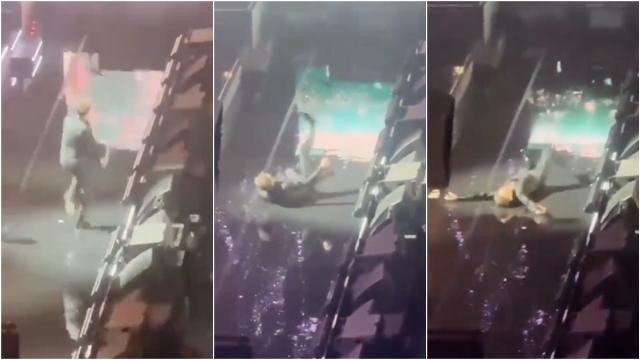 Imágenes de la caída de Luis Miguel en su concierto en Ciudad de México.