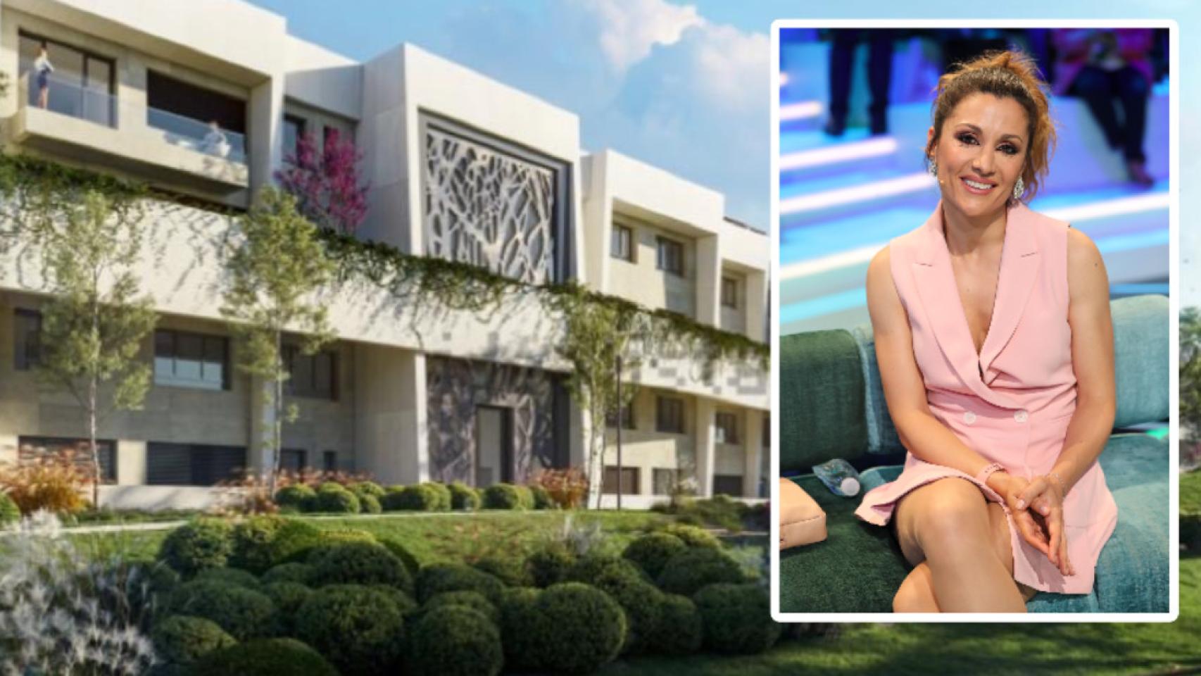 Nagore Robles en un montaje de EL ESPAÑOL junto a una imagen similar a la de su nuevo edificio en La Finca.