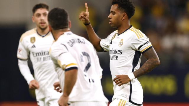 Rodrygo celebra su gol ante el Cádiz.