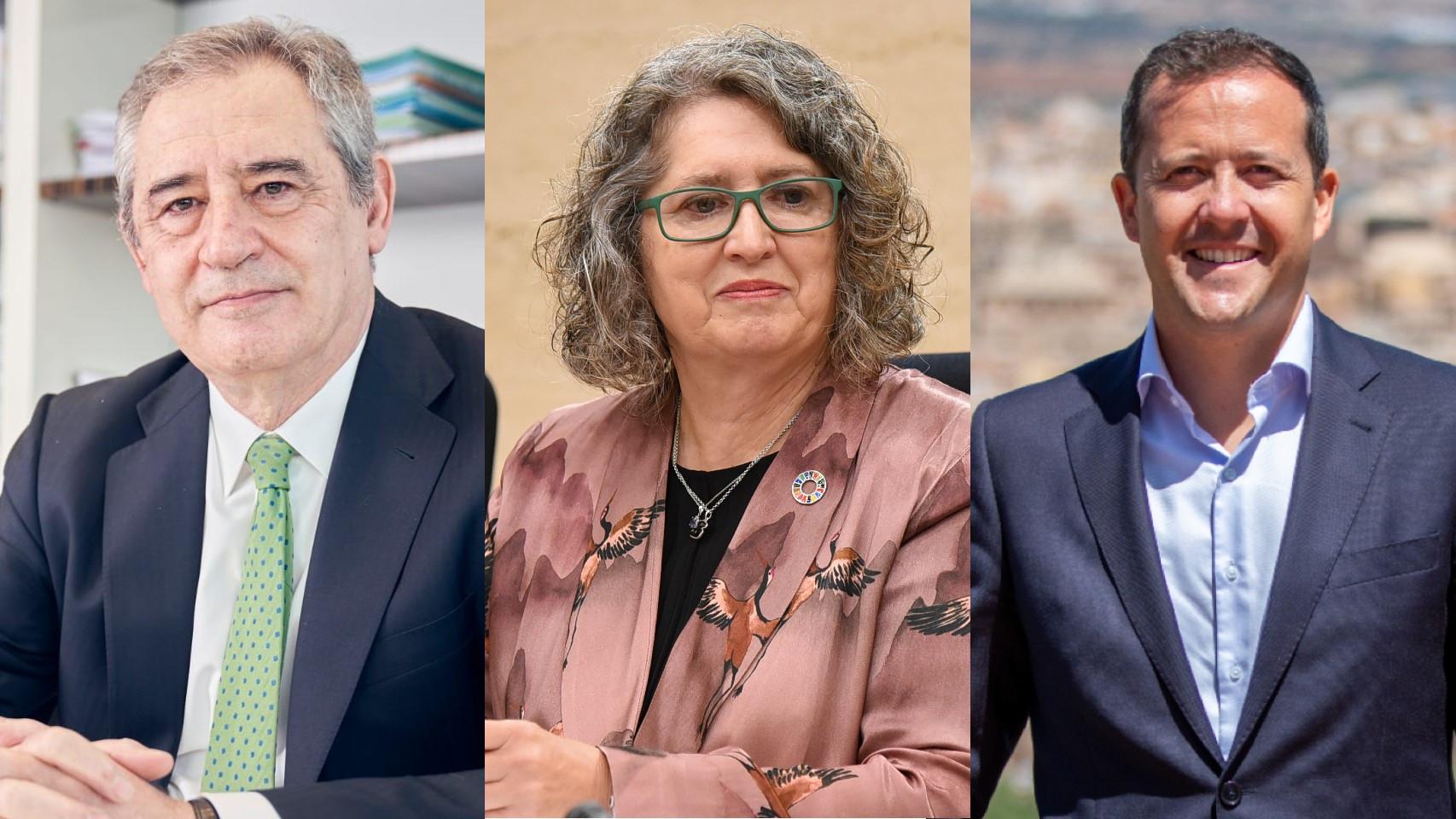 De izquierda a derecha: Félix Parra, CEO de Aqualia; Mercedes Gómez, consejera de Desarrollo Sostenible del Gobierno de Castilla-La Mancha y Carlos Velázquez, alcalde de Toledo.