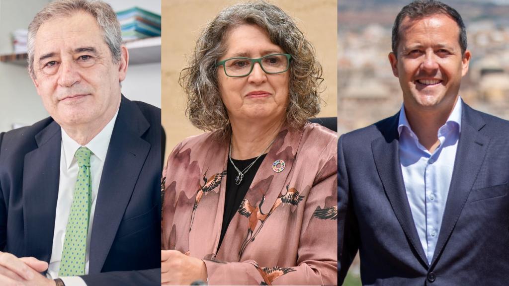 De izquierda a derecha: Félix Parra, CEO de Aqualia; Mercedes Gómez, consejera de Desarrollo Sostenible del Gobierno de Castilla-La Mancha y Carlos Velázquez, alcalde de Toledo.