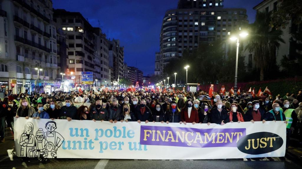 Imagen de archivo de la manifestación de la plataforma por una financiación justa. EE