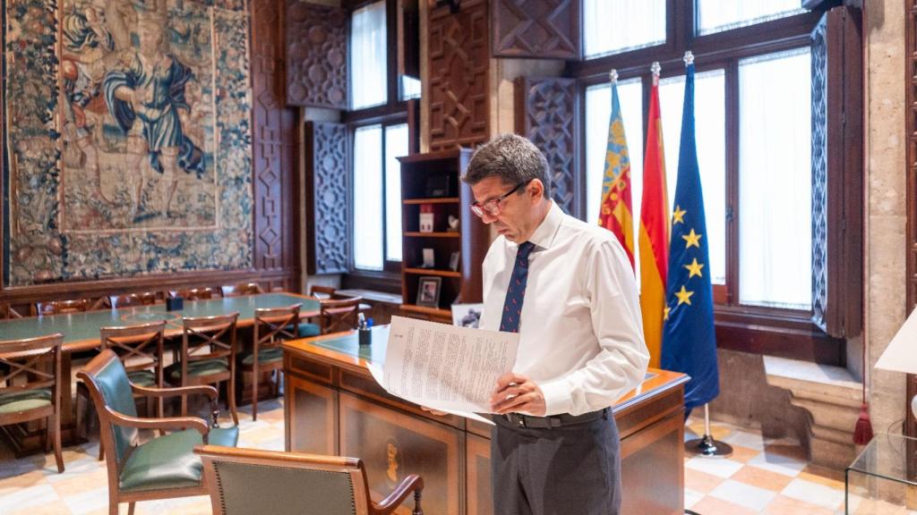El presidente Carlos Mazón en el Palau de la Generalitat