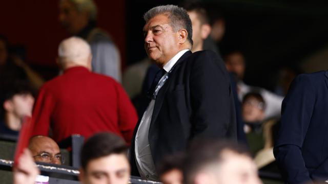 Joan Laporta, durante un partido en Vallecas.