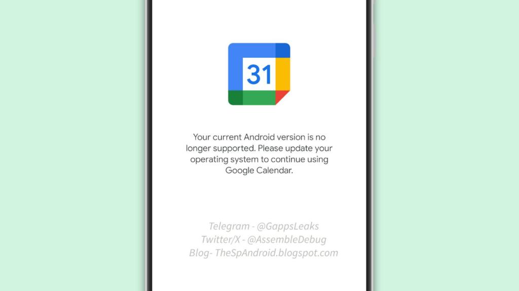 Mensaje de error en Google Calendar