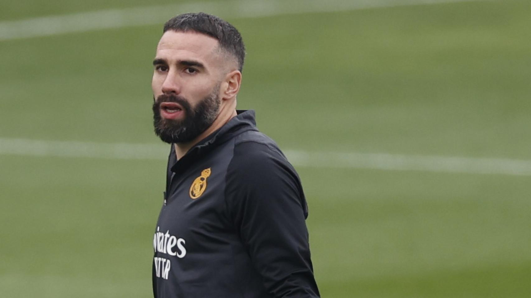 Carvajal, entrenando con el Real Madrid