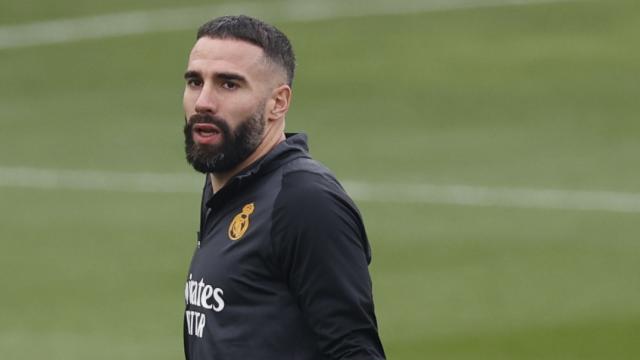 Carvajal, entrenando con el Real Madrid