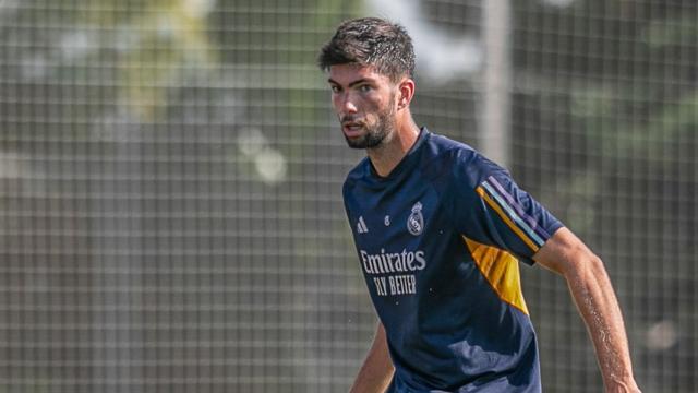 Theo Zidane, durante un entrenamiento con el Real Madrid Castilla.
